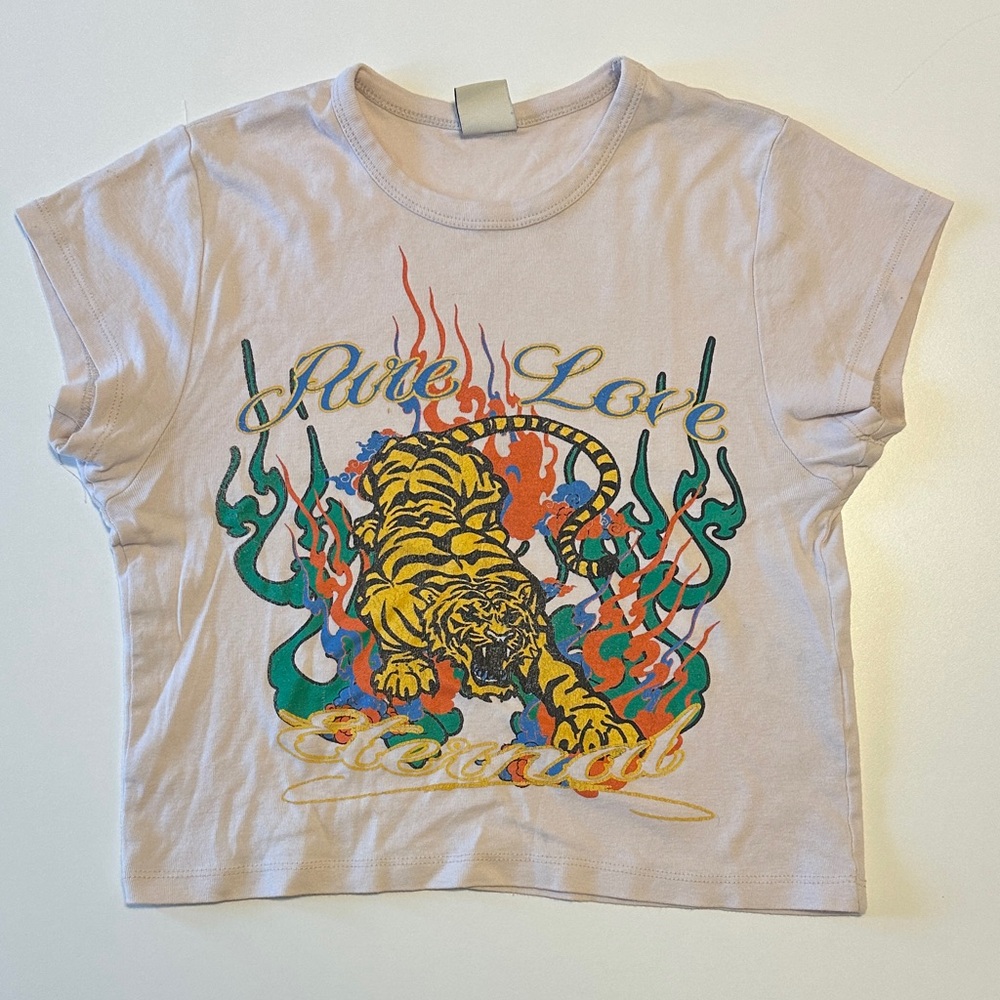 Urban Outfitters Pure Love Tiger Tee - Cream